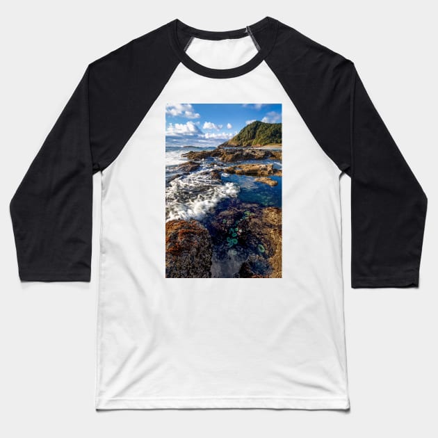 Happy Tide Pools Baseball T-Shirt by JeffreySchwartz